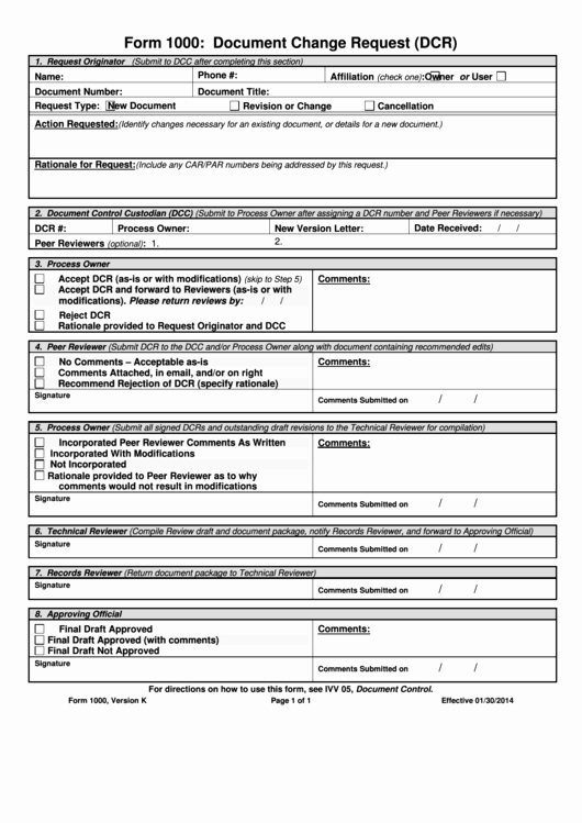 Bank Change order form Template Best Of Document Change Request Dcr Printable Pdf