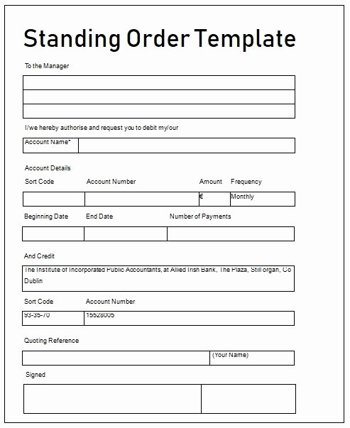 Bank Change order form Template Fresh 5 Standing order Templates