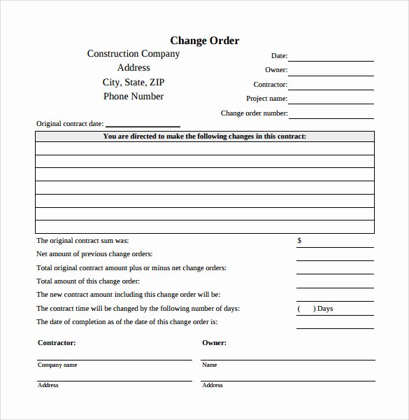 Bank Change order form Template Fresh Change order Template 8 Things You Should Do In Change