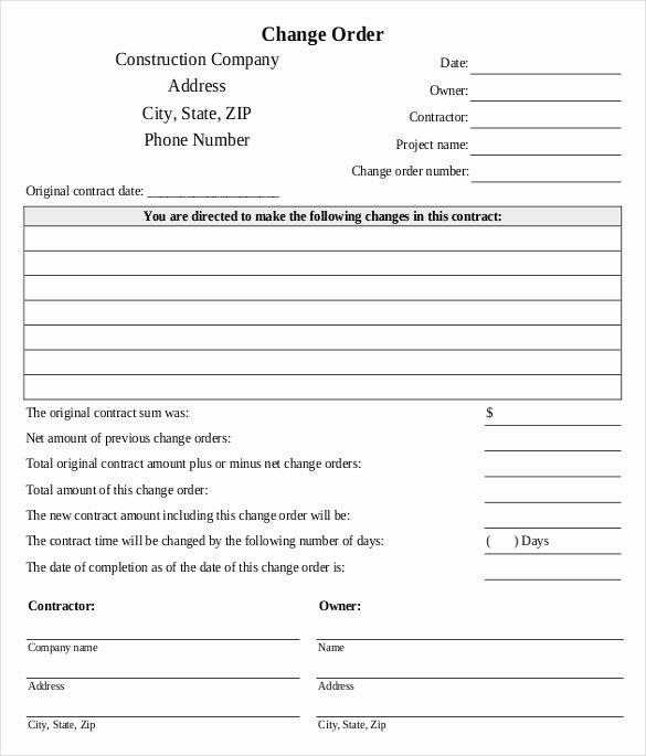 Bank Change order form Template Inspirational 24 Change order Templates Word Pdf Google Docs