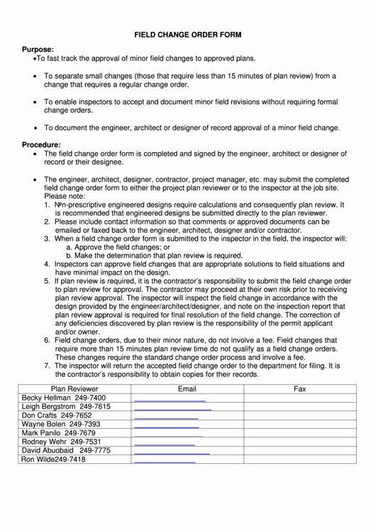 Bank Change order form Template Inspirational Field Change order form Municipality Anchorage