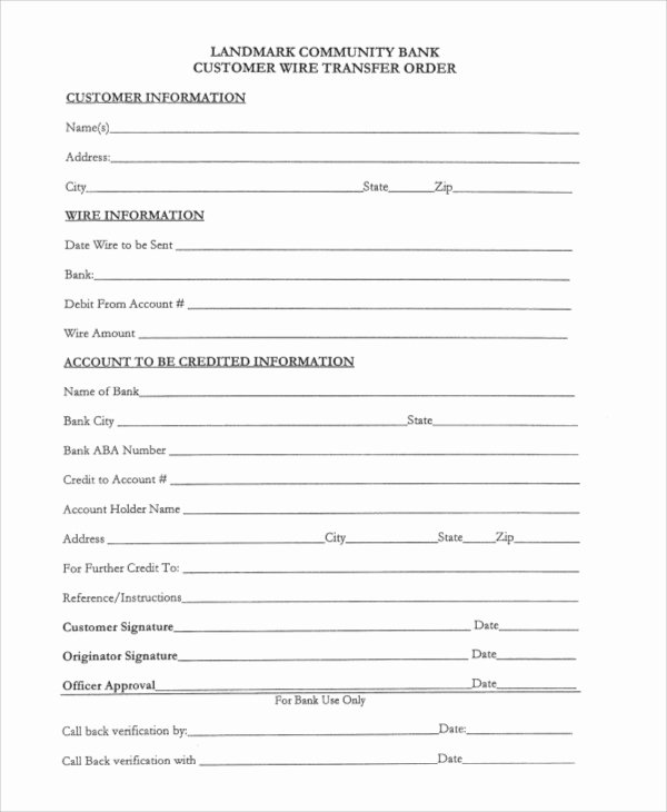 Bank Change order form Template Lovely 9 Transfer order Templates Free Sample Example format