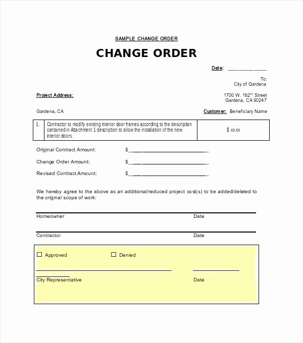 Bank Change order form Template Lovely Free Change order form Template – Bookmylook