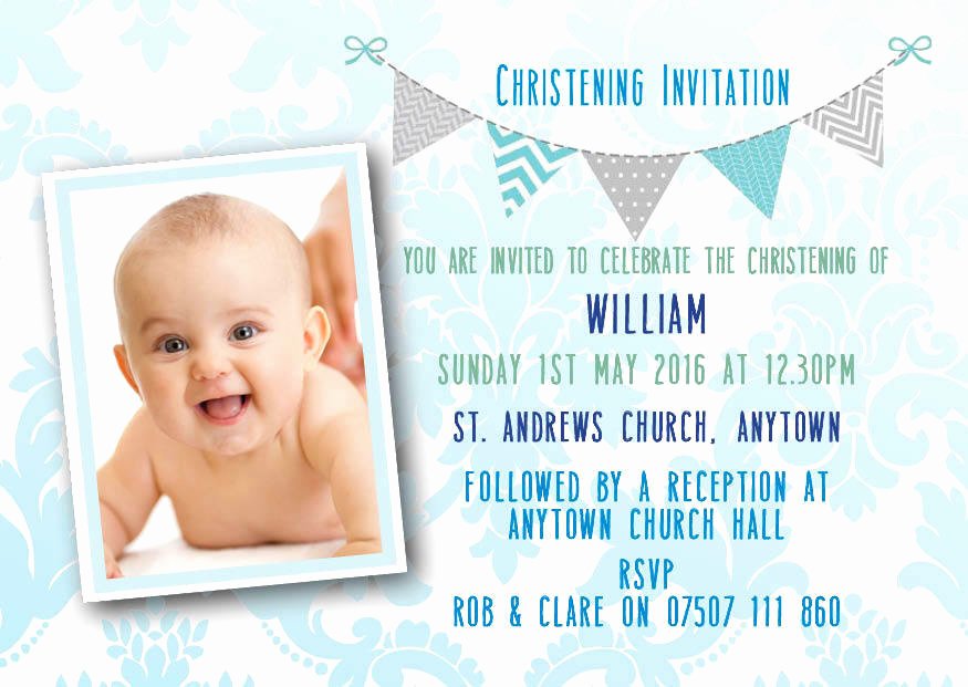 Baptism Invitation Template Free Download New Personalised Bunting Christening Invitations Boy