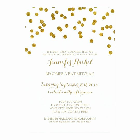 Bar Mitzvah Invitation Template Beautiful Gold Confetti Bat Mitzvah Invitations