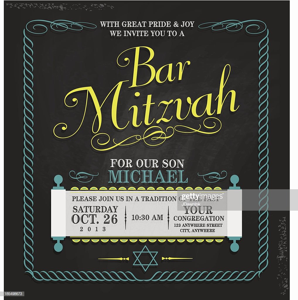 Bar Mitzvah Invitation Template Luxury Bar Mitzvah Invitation Design Template Chalkboard Stock