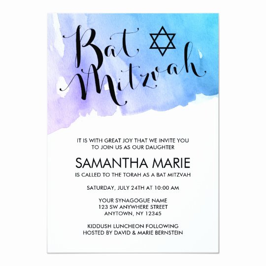 Bar Mitzvah Invitation Template Unique Purple Teal Watercolor Bat Mitzvah Invitations