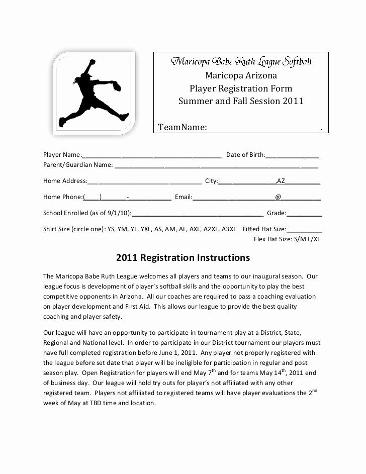 Baseball Registration form Template Luxury Mbrl softball Registration