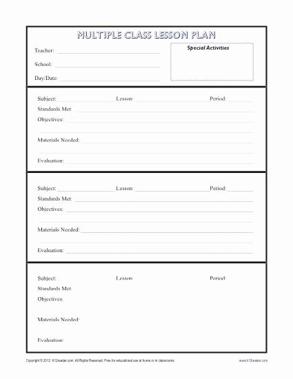 Basic Lesson Plan Template Word Luxury Daily Multi Class Lesson Plan Template Secondary