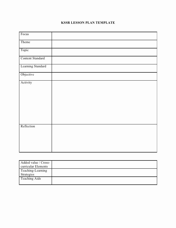 Basic Lesson Plan Template Word Unique Kssr English Lesson Plan Template