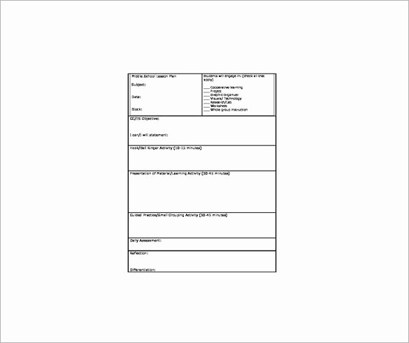 Basic Lesson Plan Template Word Unique Middle School Lesson Plan Template 7 Free Word Excel