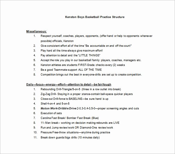 Basketball Practice Plan Template Excel Lovely Basketball Practice Plan Template 3 Free Word Pdf