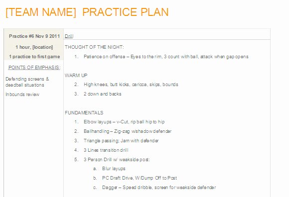 Basketball Practice Plan Template Word Elegant Easy to Update Basketball Practice Plan Template In Ms