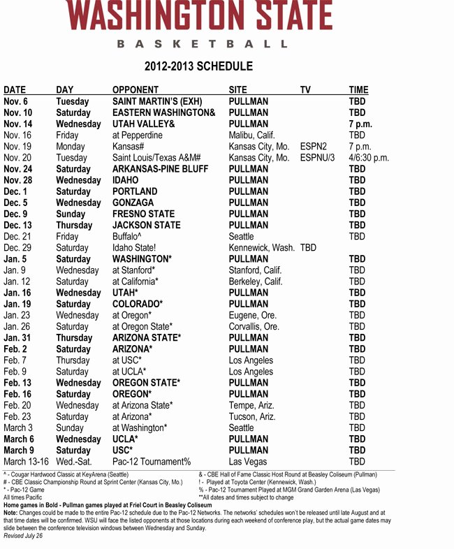 Basketball Practice Schedule Template Inspirational Cougars Announce 2012 13 Men’s Basketball Schedule