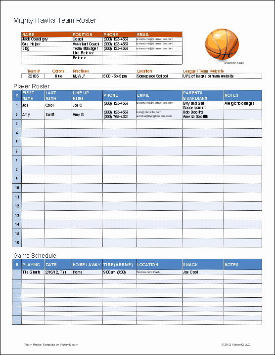 Basketball Practice Schedule Template New Create A Printable Basketball Roster with This Excel