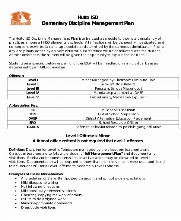 classroom management plan template