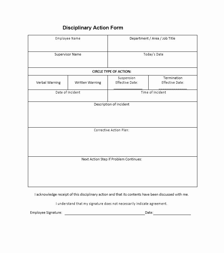 Behavior Action Plan Template Beautiful 40 Employee Disciplinary Action forms Template Lab