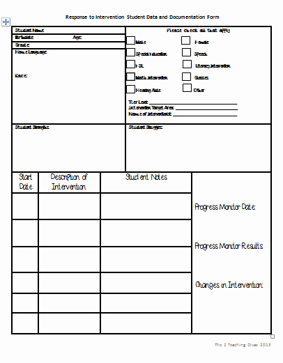 Behavior Action Plan Template New the 2 Teaching Divas August 2013