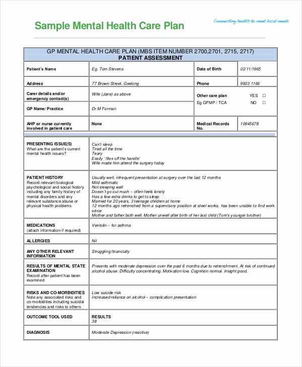 Behavioral Health Treatment Plan Template Lovely Care Plan Template 16 Word Pdf format Download