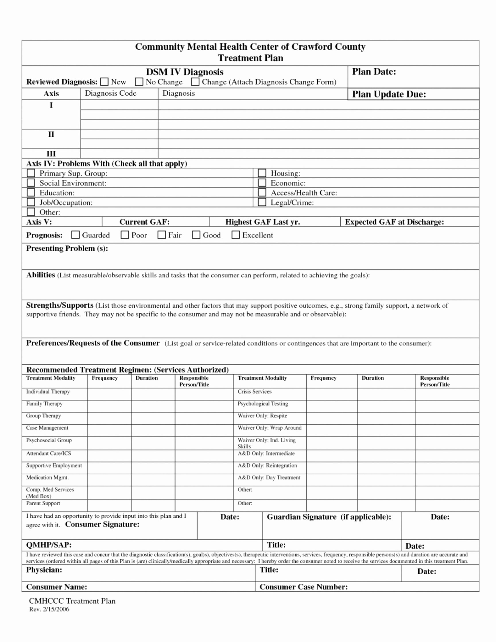 Behavioral Health Treatment Plan Template Lovely Case Management Treatment Plan Template