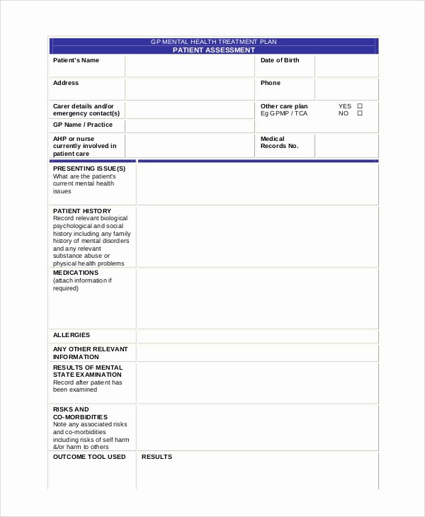 Behavioral Health Treatment Plan Template Unique 11 Mental Health Care Plan Templates Pdf Doc