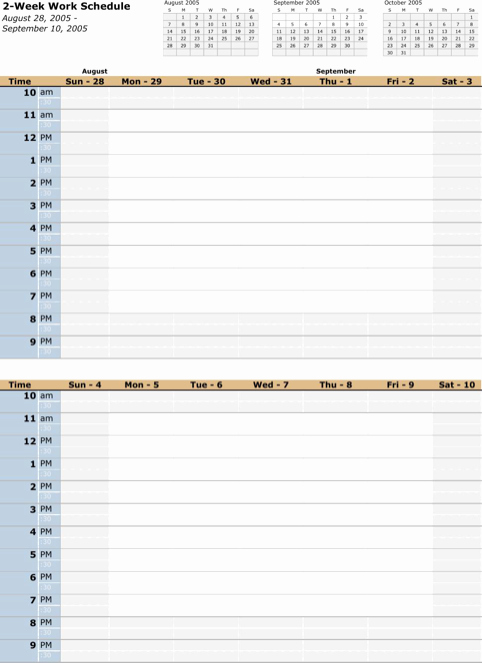 Bi Weekly Schedule Template Beautiful Download Work Schedule Template for Free formtemplate