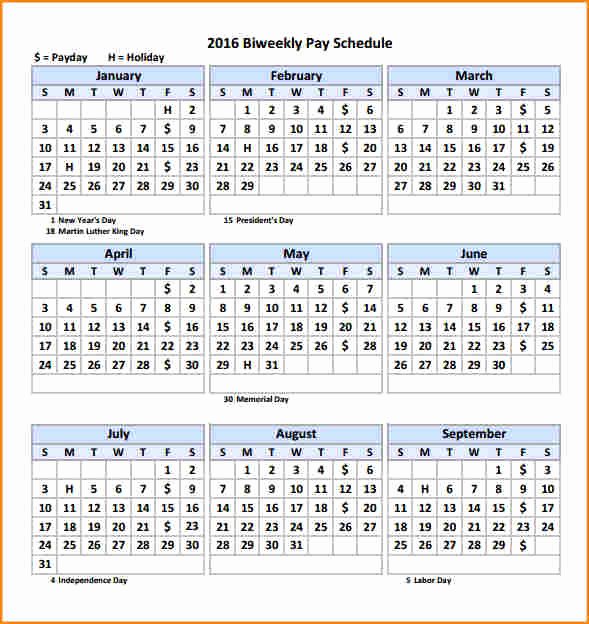 Bi Weekly Schedule Template Best Of 11 2016 Bi Weekly Payroll Calendar