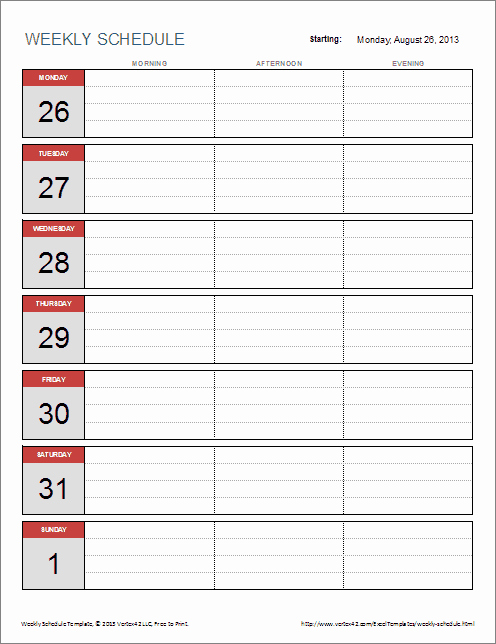 Bi Weekly Schedule Template Best Of Free Weekly Schedule Template for Excel