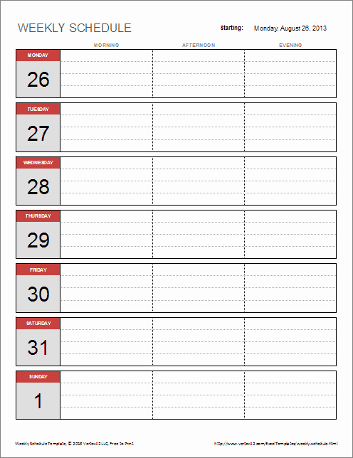 Bi Weekly Schedule Template Best Of Free Weekly Schedule Template for Excel
