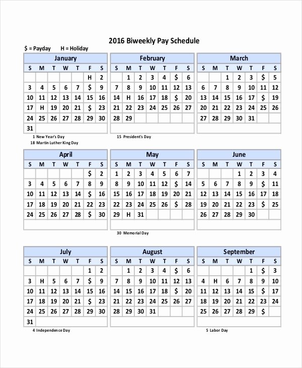 Bi Weekly Schedule Template Elegant Payroll Calendar Template 10 Free Excel Pdf Document