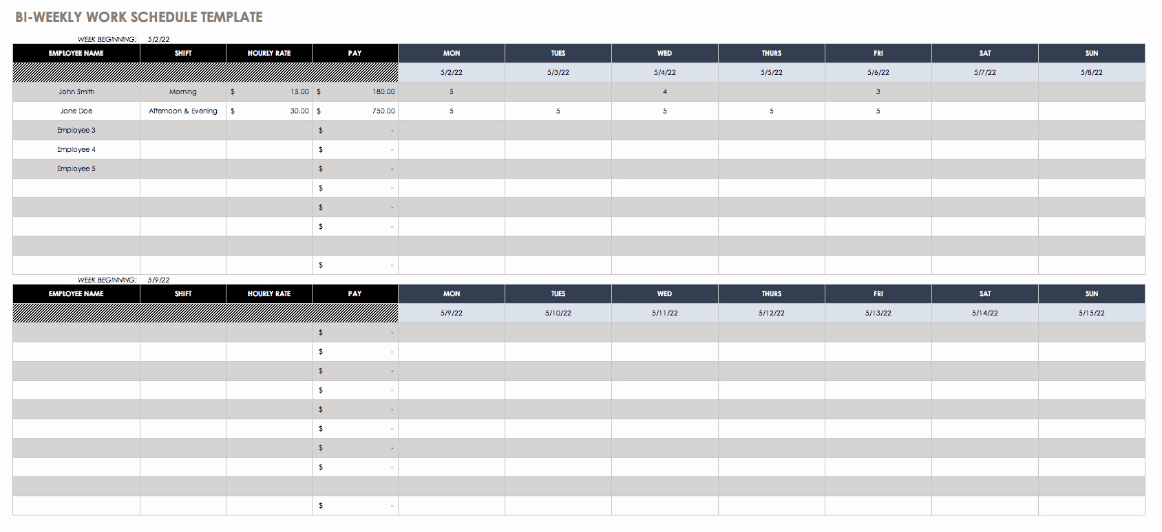 Bi Weekly Schedule Template Lovely Free Work Schedule Templates for Word and Excel Smartsheet
