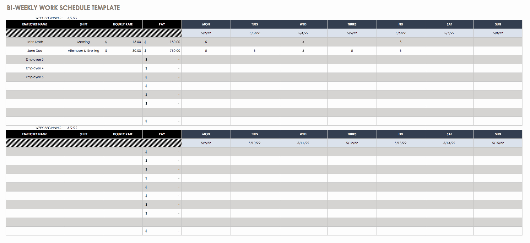 √ 30 Bi Weekly Schedule Template | Effect Template