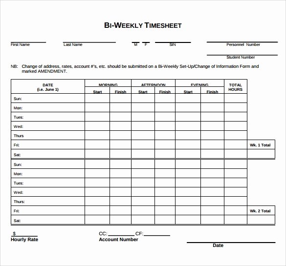 Bi Weekly Schedule Template New Biweekly Timesheet Template 7 Free Download In Pdf