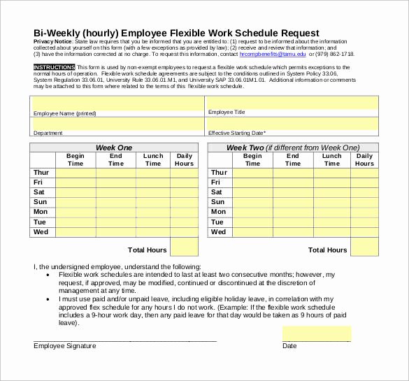 Bi Weekly Schedule Template New Free 37 Sample Weekly Schedule Templates In Google Docs