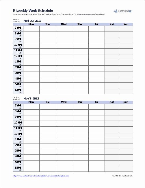 Bi Weekly Work Schedule Template Elegant Download the Biweekly Work Schedule Template From Vertex42