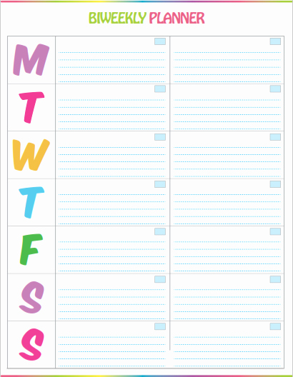 Bi Weekly Work Schedule Template Fresh Free Printable Bi Weekly Planner Cute &amp; Colorful Template