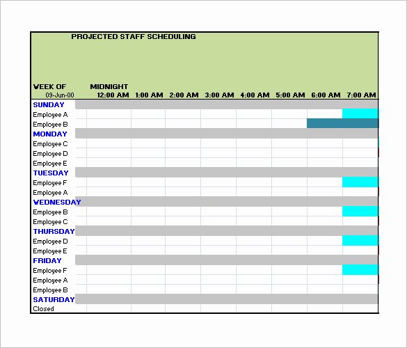 blank work schedule template
