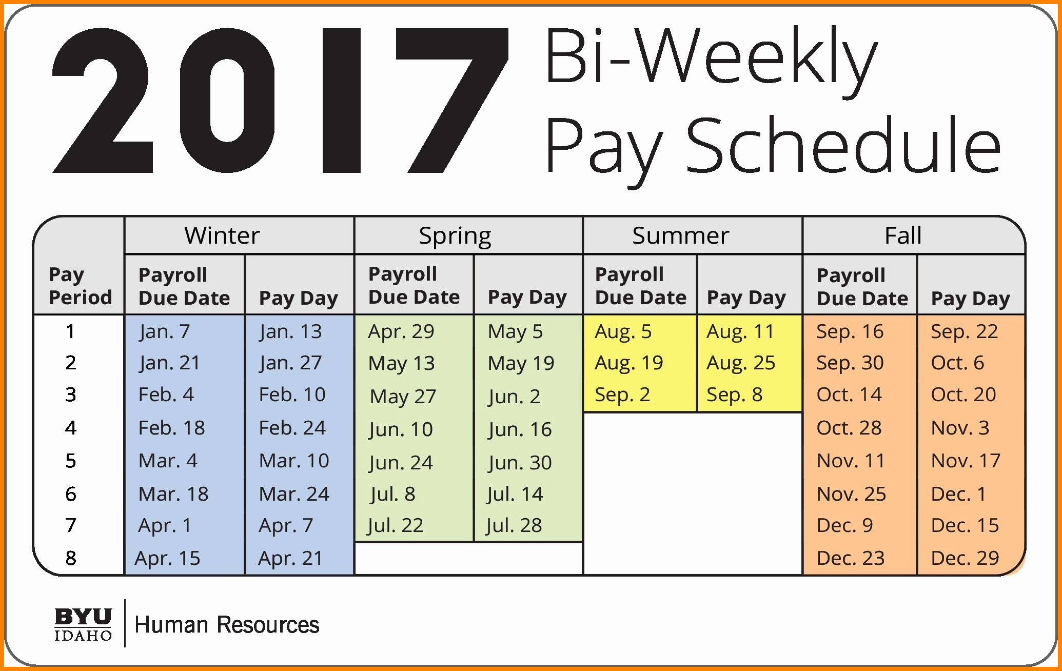 Bi Weekly Work Schedule Template Unique 7 Bi Weekly Payroll Calendar