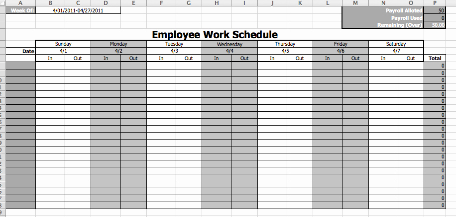 Bi Weekly Work Schedule Template Unique Work Schedule Template