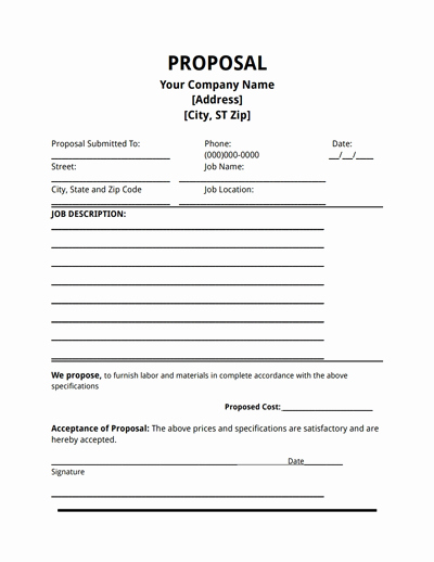 Bid form Template Free Beautiful Job Proposal Template Free Download Edit Fill， Create