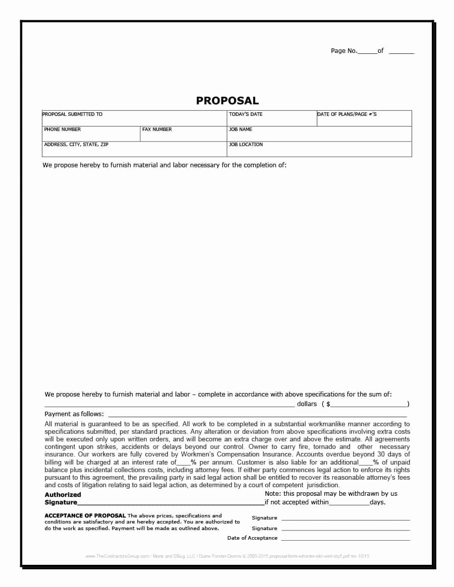 Bid form Template Free Best Of 31 Construction Proposal Template &amp; Construction Bid forms