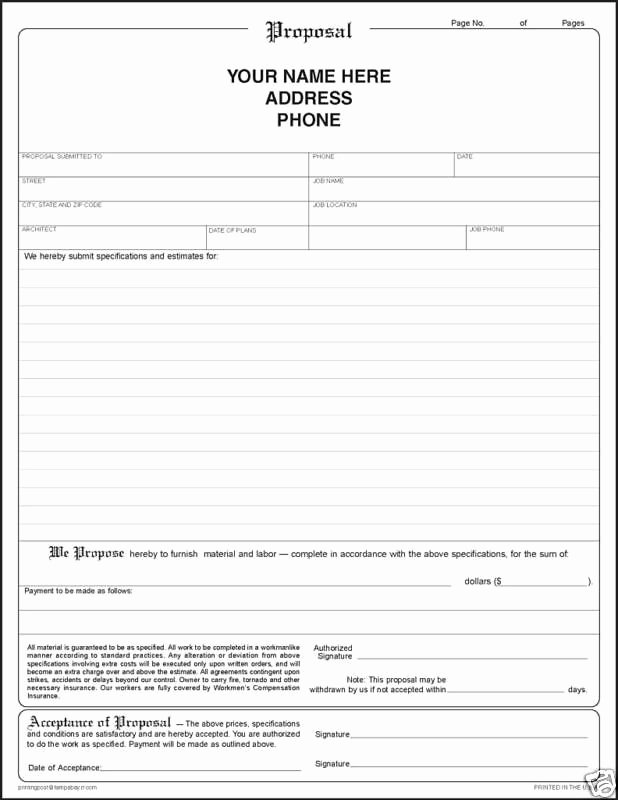 Bid form Template Free Fresh Free Printable Bid Proposal forms Business