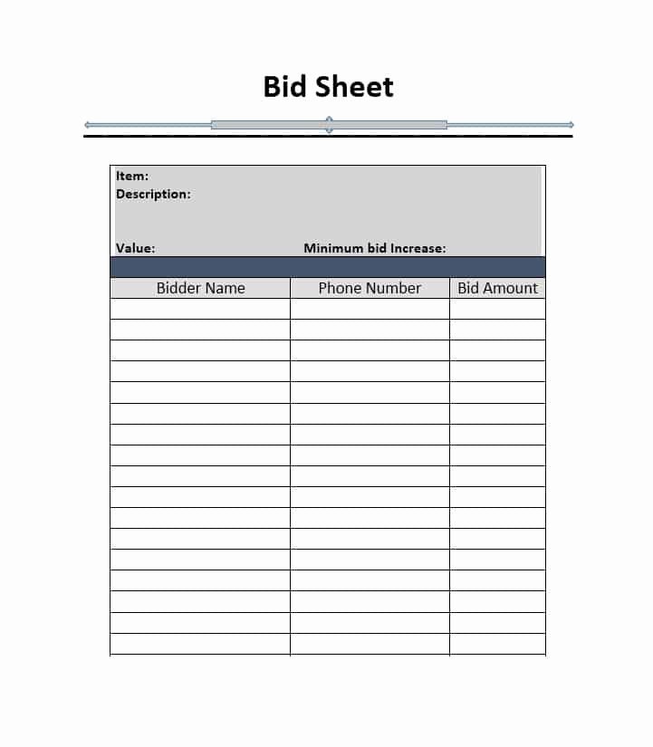 Bid form Template Free Unique 40 Silent Auction Bid Sheet Templates [word Excel]