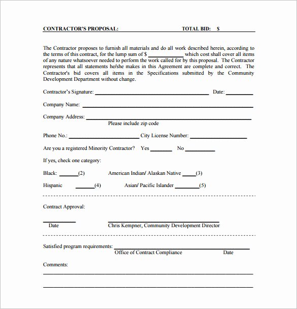 Bid form Template Free Unique Bid Proposal Template 17 Free Sample Example format