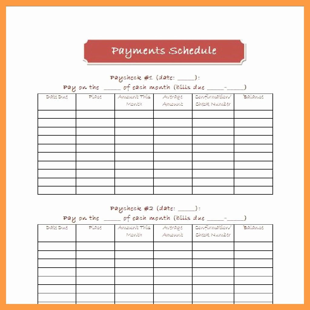 Bill Payment Schedule Template Excel Awesome Monthly Bill Payment Schedule Template