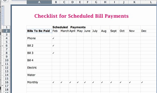 bill payment schedule templates