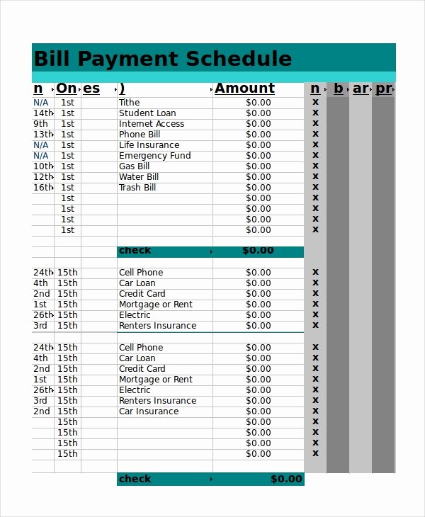 Bill Payment Schedule Template Excel Best Of Excel Schedule Template 11 Free Pdf Word Download