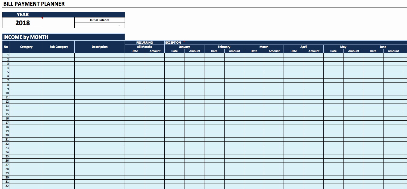 Bill Payment Schedule Template Excel Fresh Bill Payment Calendar Exceltemplate