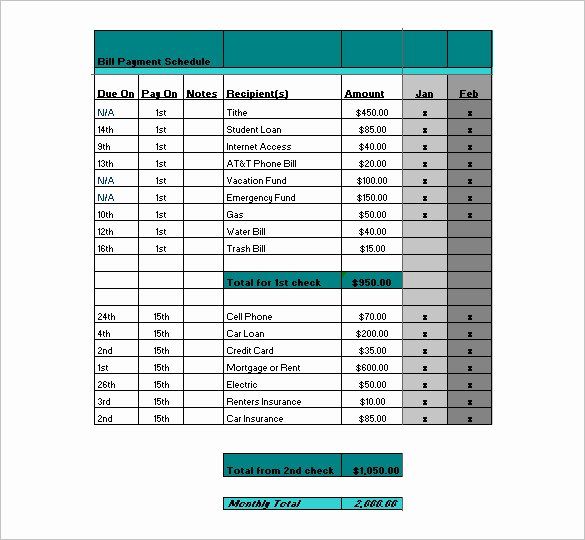 Bill Payment Schedule Template Excel Lovely 29 Payment Schedule Templates Word Excel Pdf