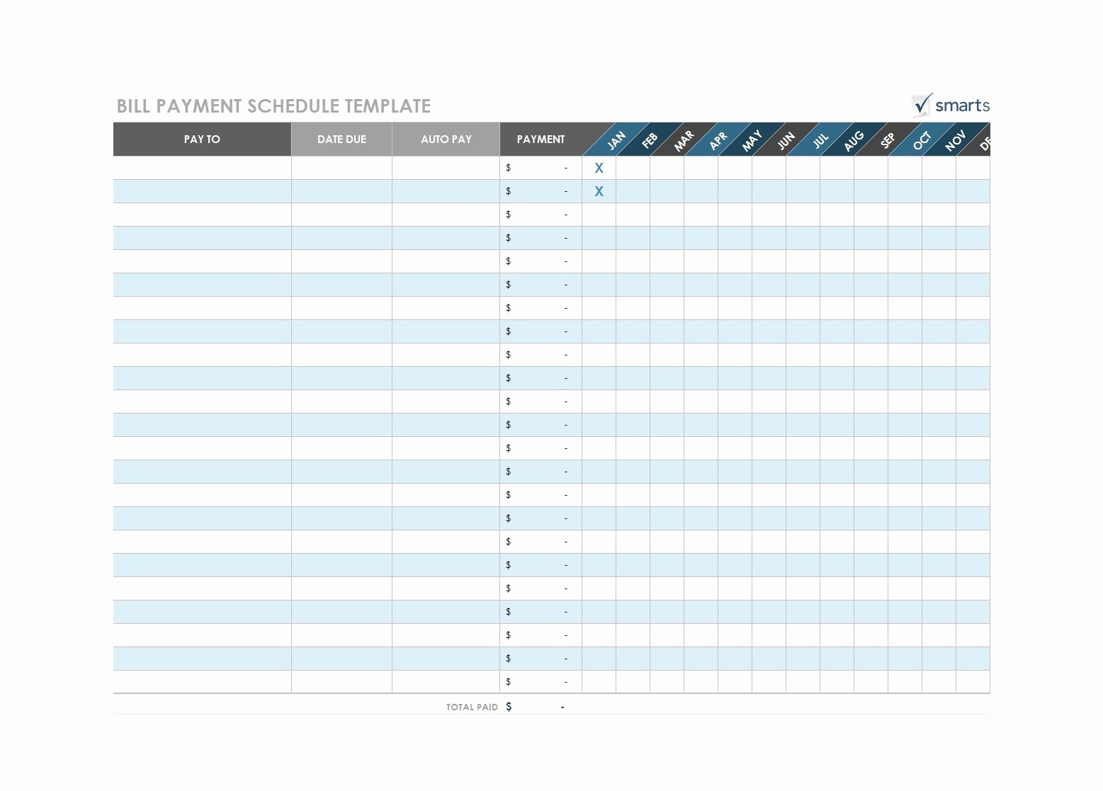Bill Payment Schedule Template Excel Lovely Free Printable Bill Payment Template Calendar